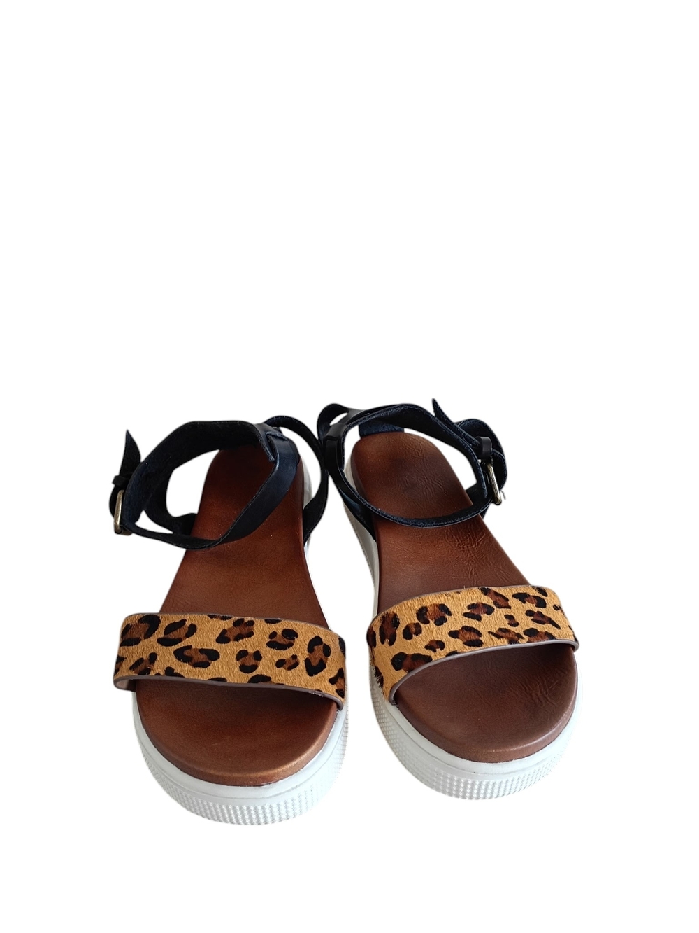 MIA Leopard Print Platform Sandals - Black Straps SZ 6.5 - Picture 2 of 6